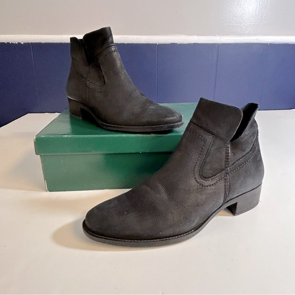 Paul Green Boston Bootie Black Nubuck Leather Size Us 8.5